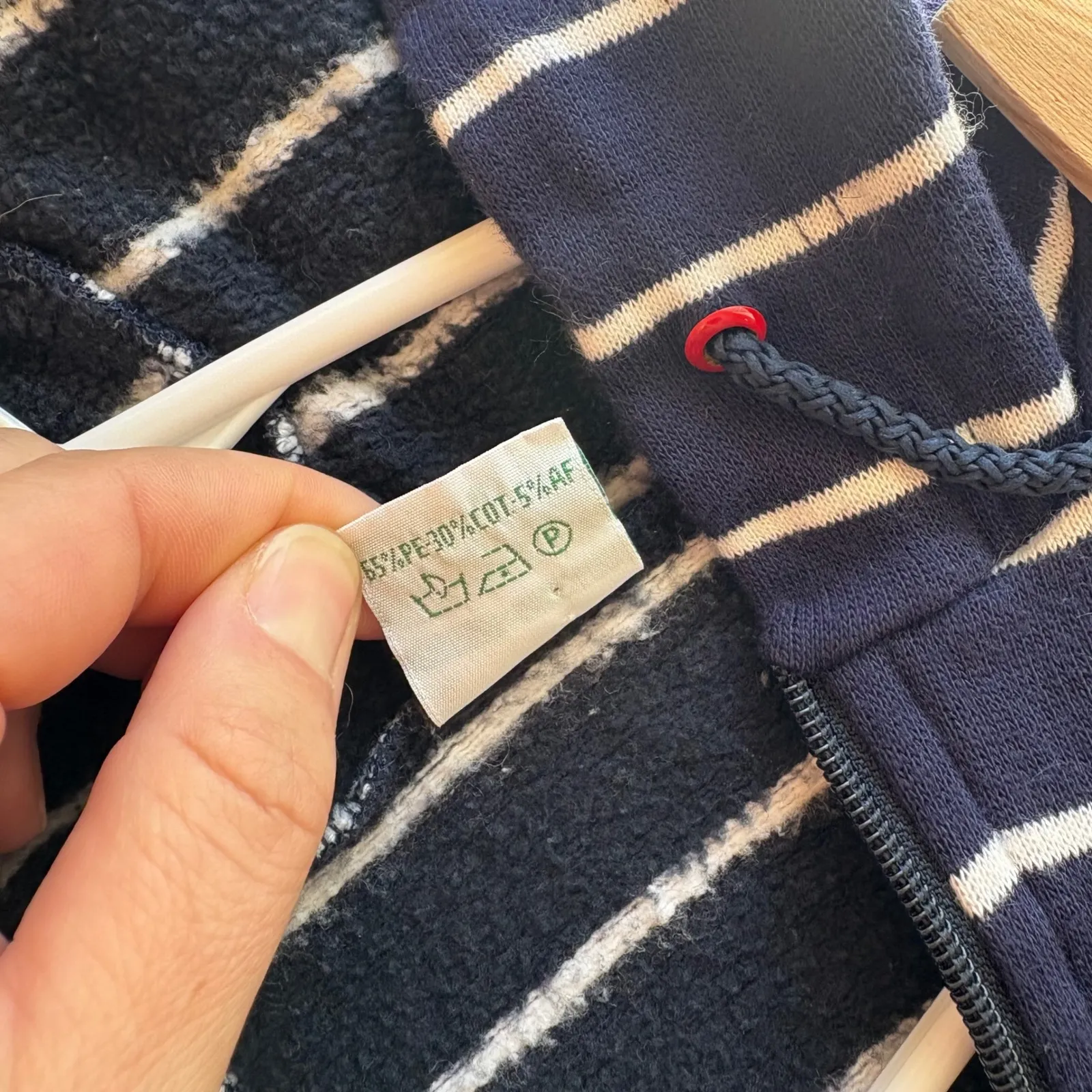 La Costiera Italia Positano Nautical Striped Full Zip Hoodie Jacket Womens Small Blue - Image 7