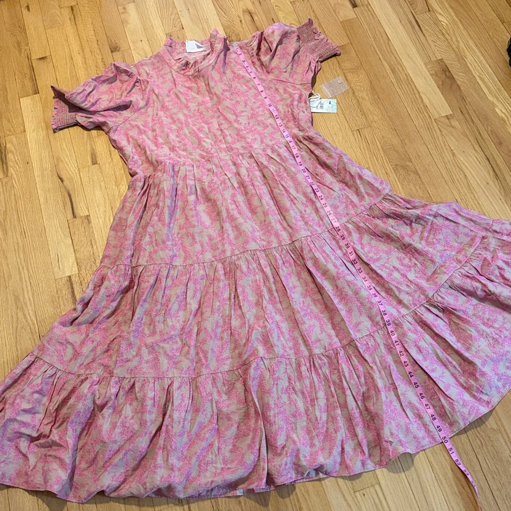 NWT Tuckernuck Hyacinth House Tan & Pink Vines Bennett Maxi Dress Sz XXL - Image 6