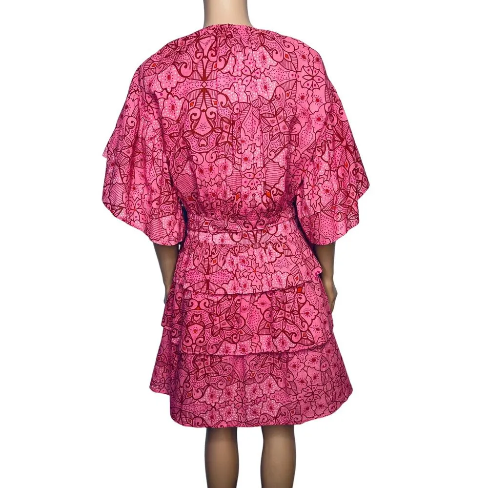 NWT Ro’s Garden Hunan Floral Mini Dress Size M Pink Flutter Sleeve V Neck Size M - Image 5
