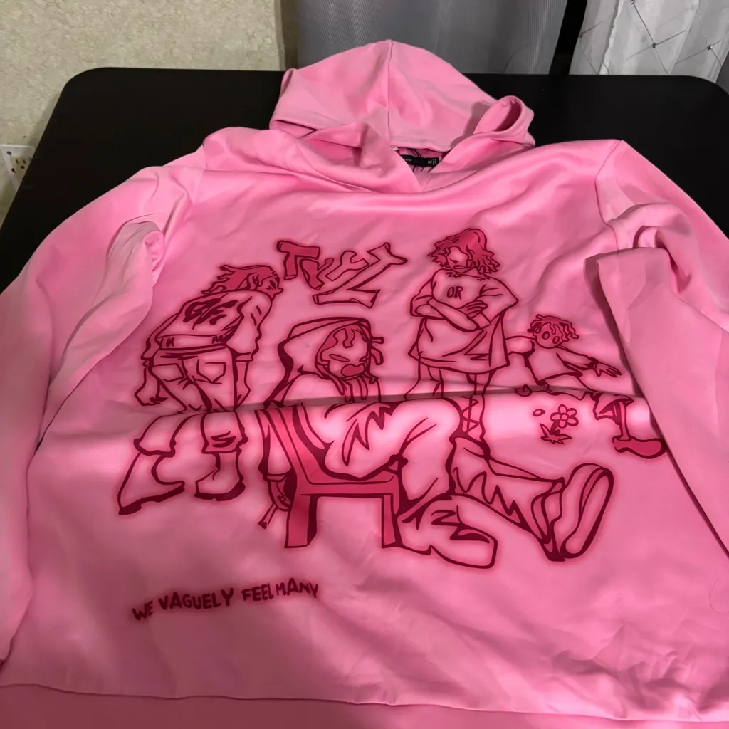 Pink Graphic Hoodie Size XL - Image 3