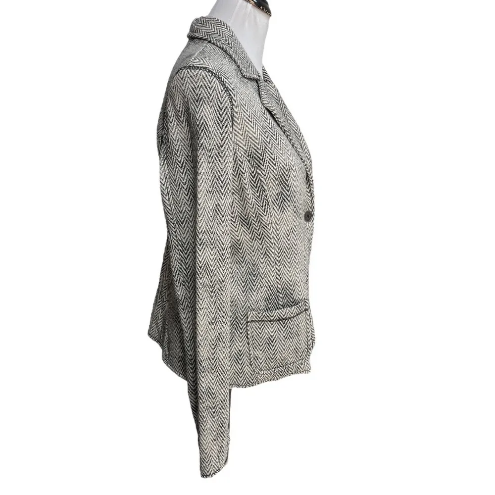 Aeropostale Chevron Cotton Blazer Jacket Black Cream Size XLarge - Image 3