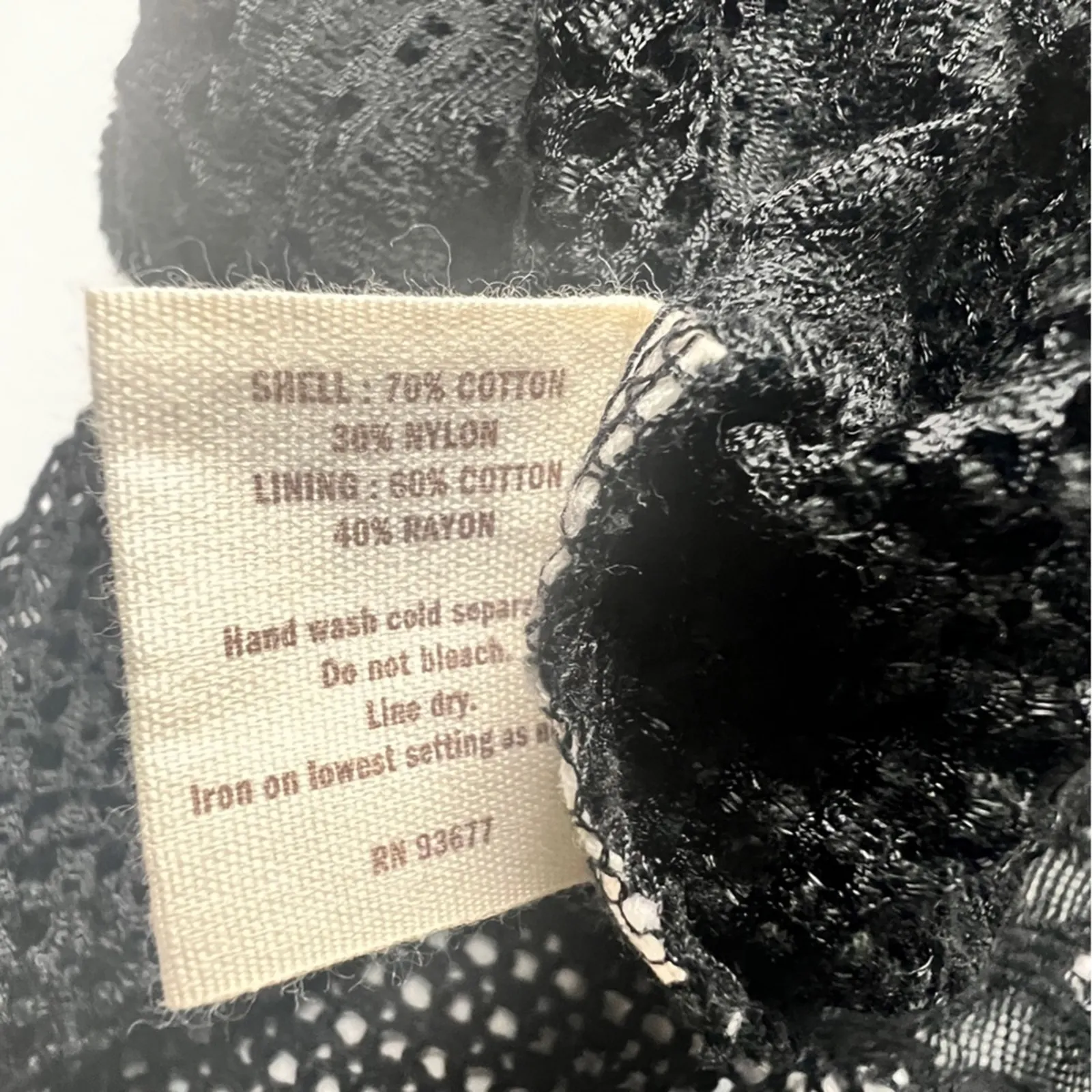 Decree Women’s  Crochet Style Flowy Swimsuit Black Bralette Top Sz L - Image 9