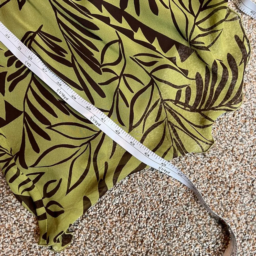 Bob Mackie Vintage Dress.  100% Silk Green/Brown Fern Leaves.  Size 16 - Image 6