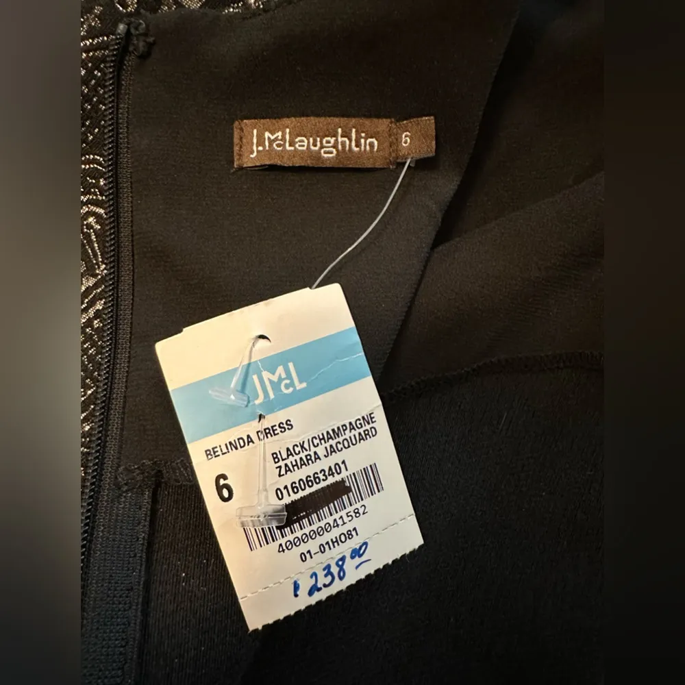 J. MCLAUGHLIN Belinda Sheath Dress Zahara Jacquared Black Champagne size 6 NWT - Image 8