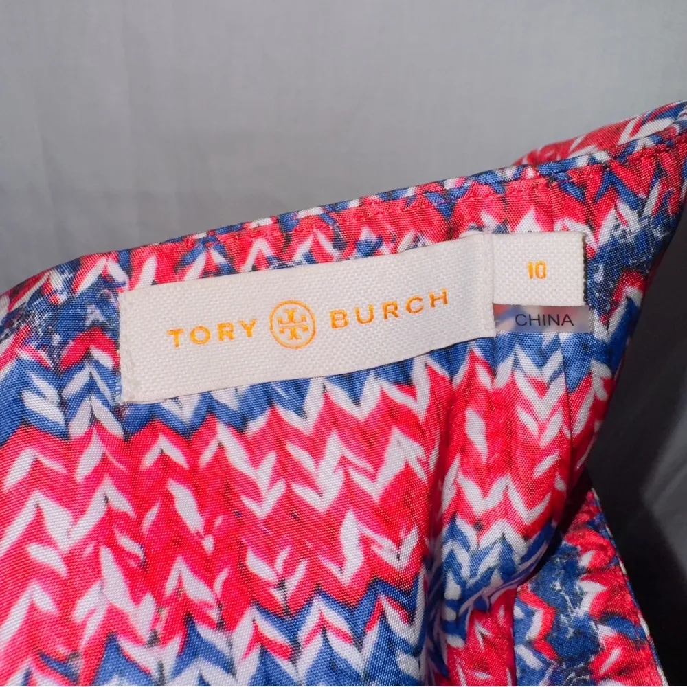 Tory Burch Brilliant Mouline A-line Knee Length Silk Skirt size 10 - Image 3