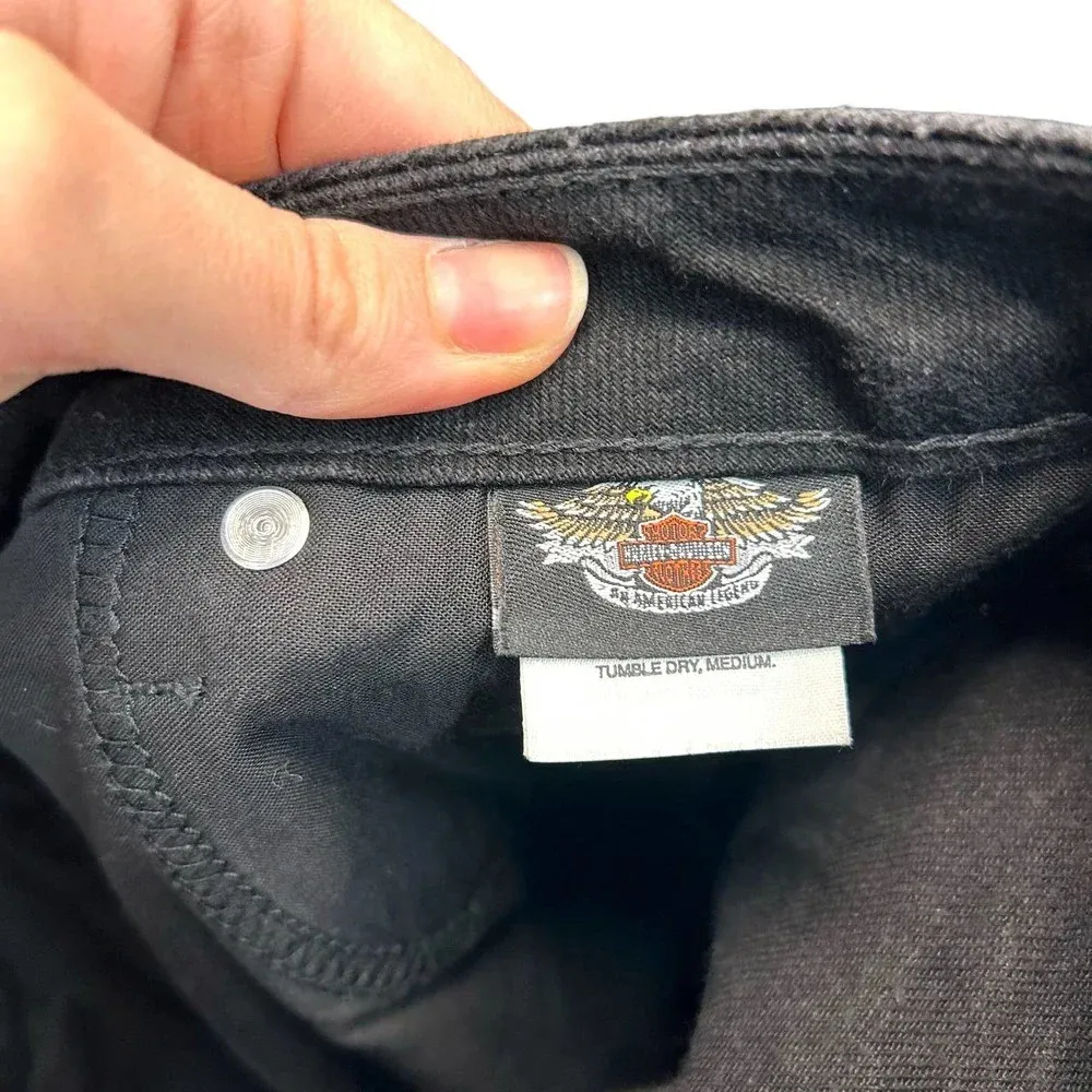 Harley Davidson Cycle Black Stretch Bootcut Jeans Size 6‎ - Image 9