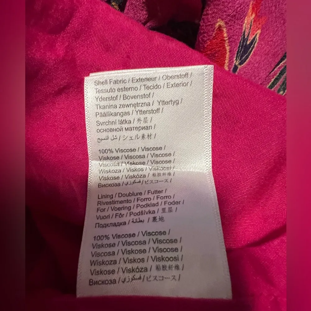 Farm Rio $260 Tropical Tapestry Dress Bohemian Floral Orange Pink - Image 7