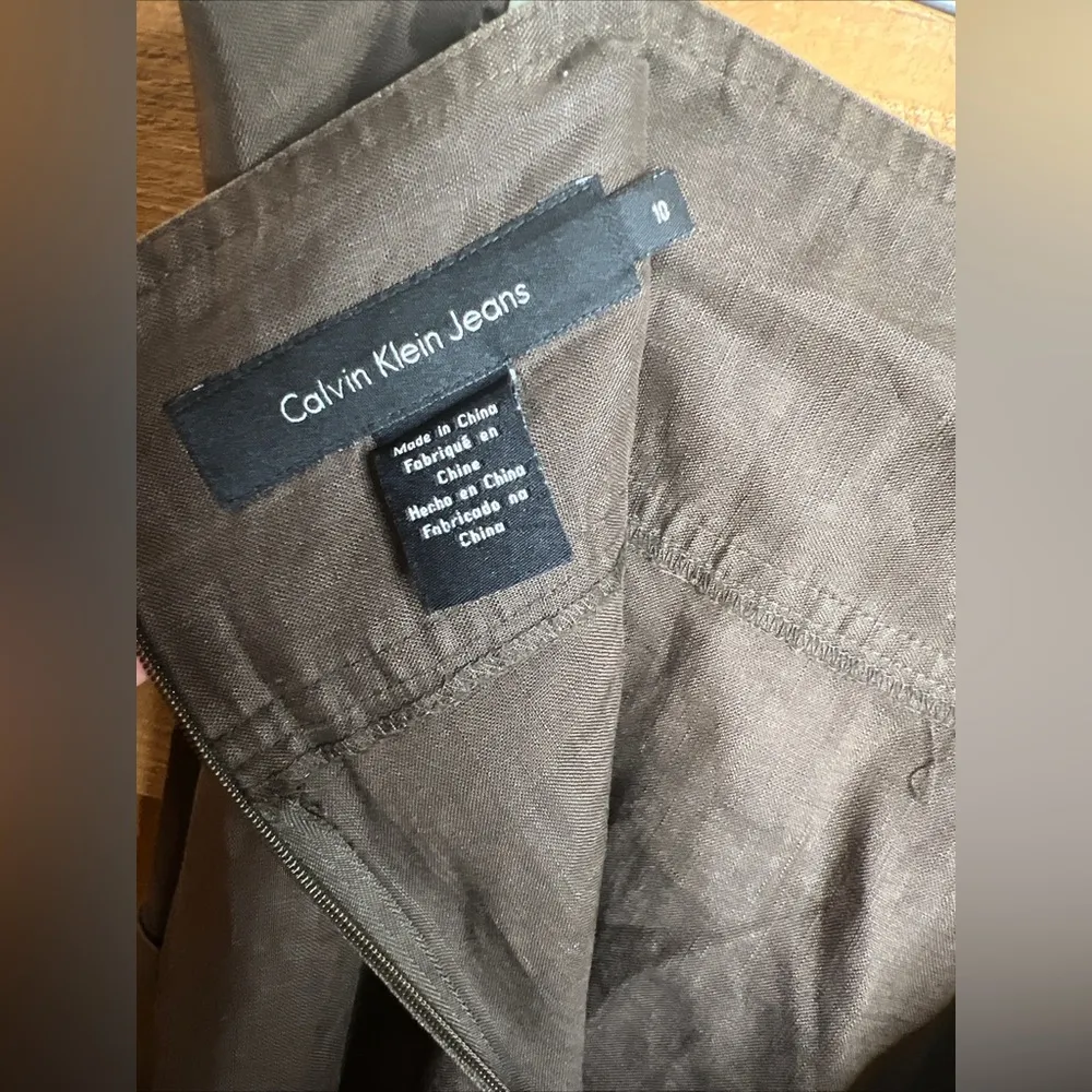 Calvin Klein Vintage Brown linen midi skirt Zip minimalist lagenlook cottagecore - Image 7