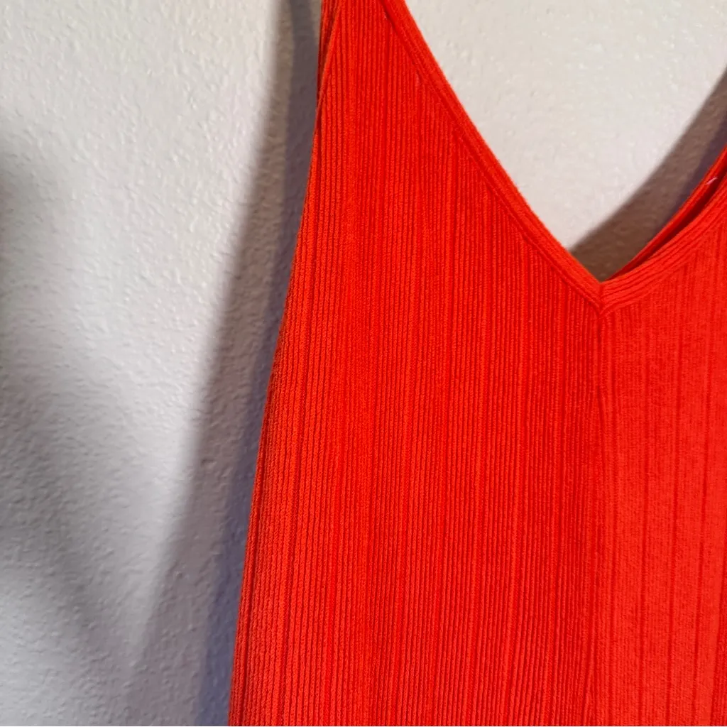 Bucket List Orange Ribbed Wide Leg Jumpsuit Womens L Casual Fall Cozy Boho Size L - Image 7