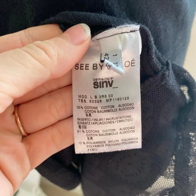 Authentic Italian See by Chloe Sleeveless Mesh Back Lace Body Dress Black Size 6 - Image 5