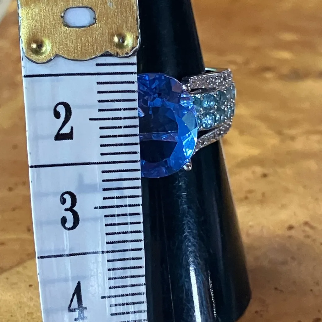 Color Changing Fluorite Sterling Silver Cocktail Ring Blue - Image 8