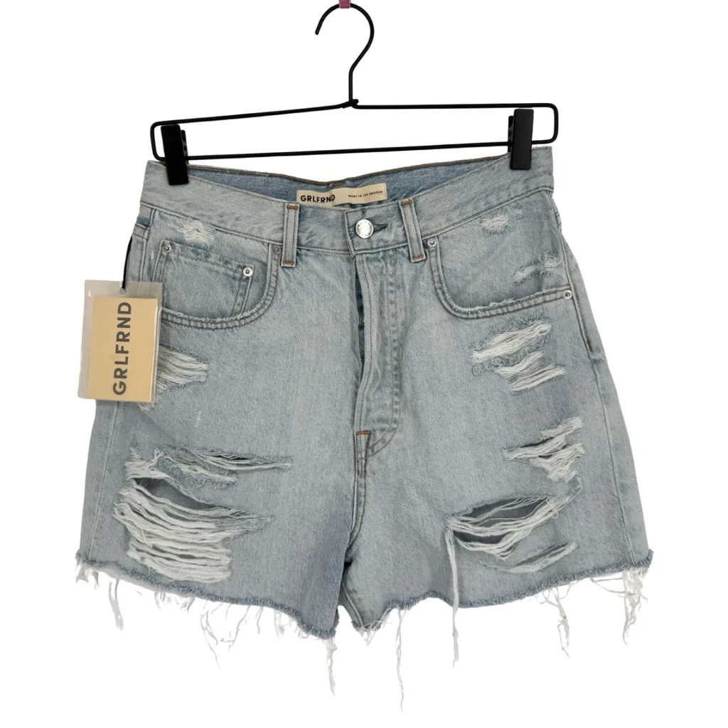 GRLFRND NWT The Jules Super High Rise Vintage Cut Off Shorts Light Distressed 27 - Image 2