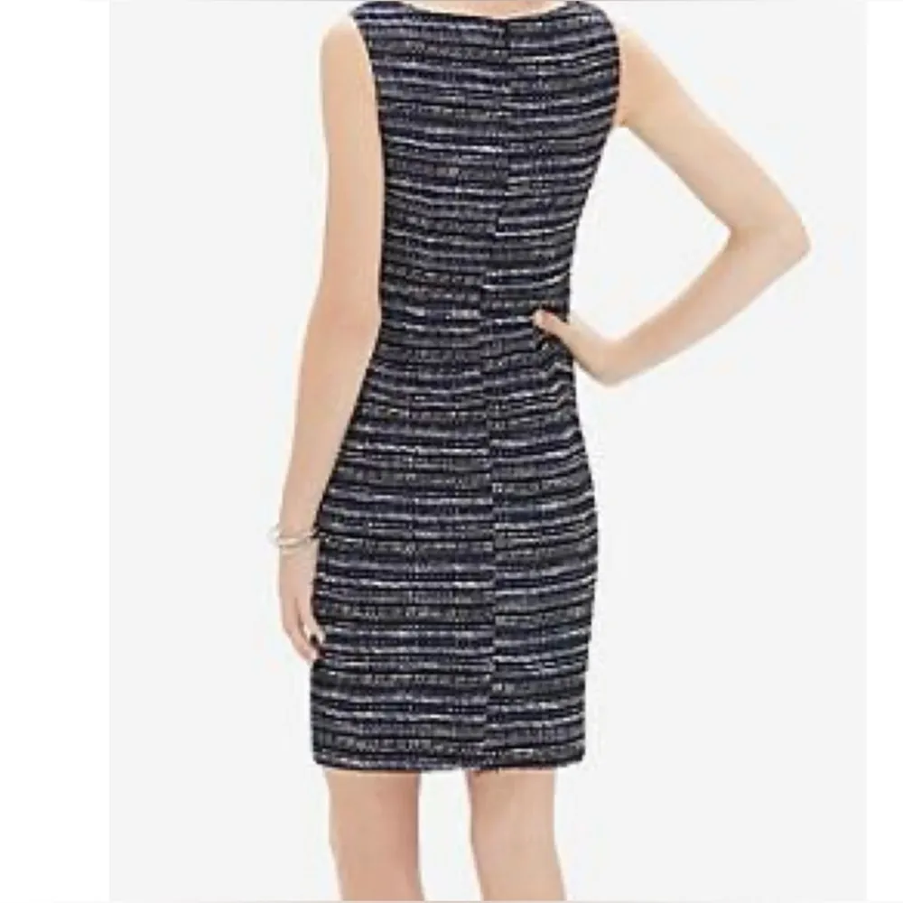 black white and royal blue tweed wool blend sheath dress size 8 tall - Image 3