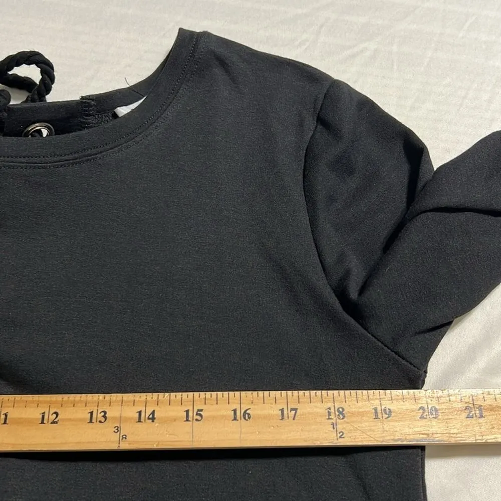 AXIS women's size small pullover black long sleeve top lace up back - Image 5