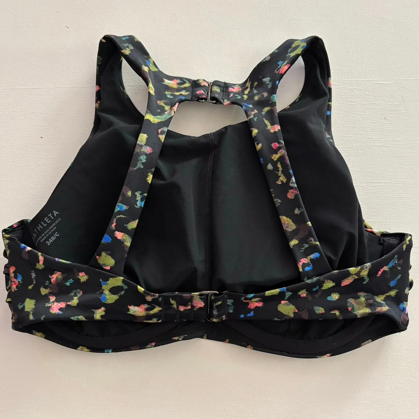 Athleta Leopard High Neck Bikini Swim Top Dark Multi SIZE 34B 34C - Image 4