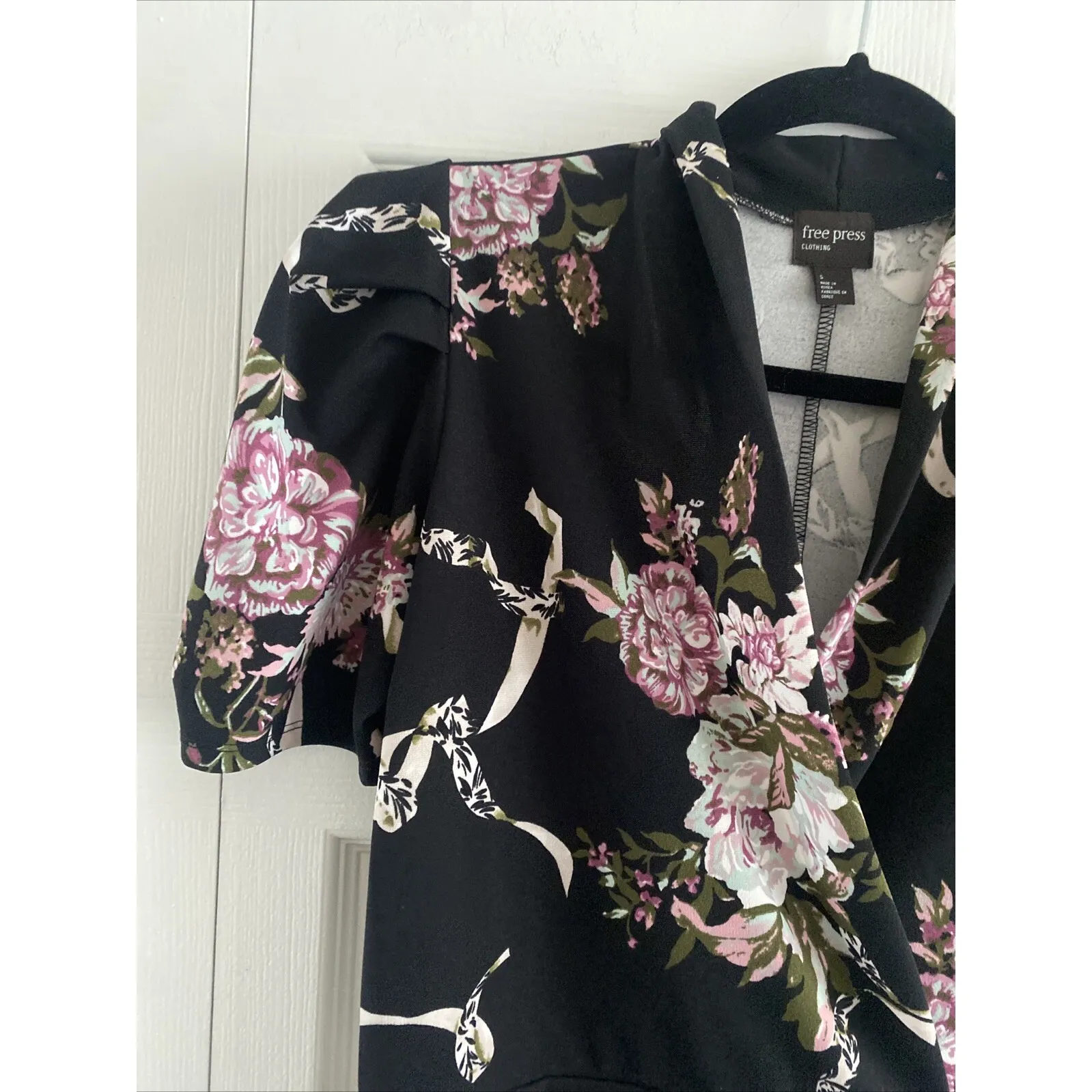 Free Press Nordstrom Women's Small‎ Dark Cottagecore Faux Wrap Skater Dress - Image 3