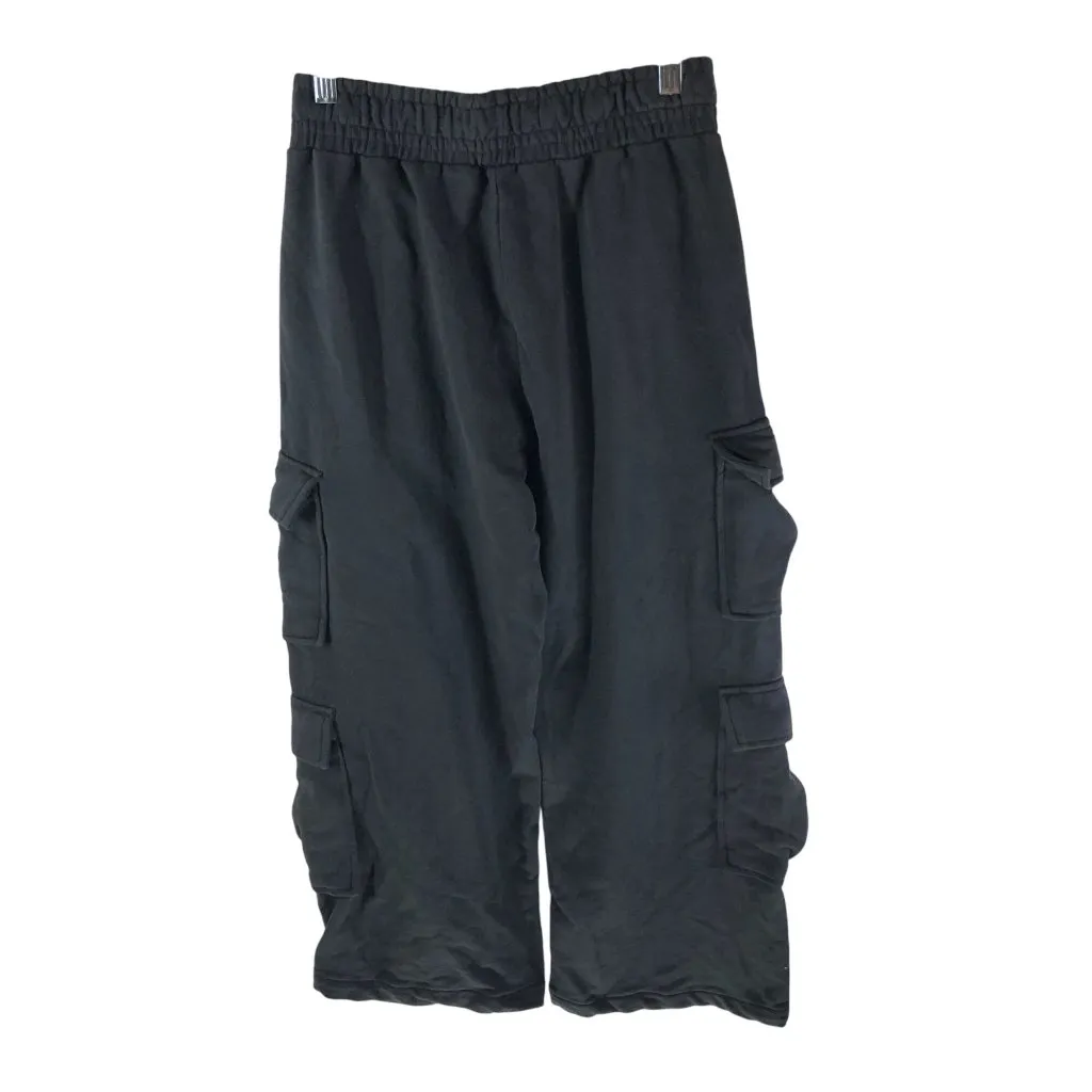 Bershka Womens Cargo Pants Capri Crop Wide Leg Knit Pull On Cotton Blend Gray XS - Image 2