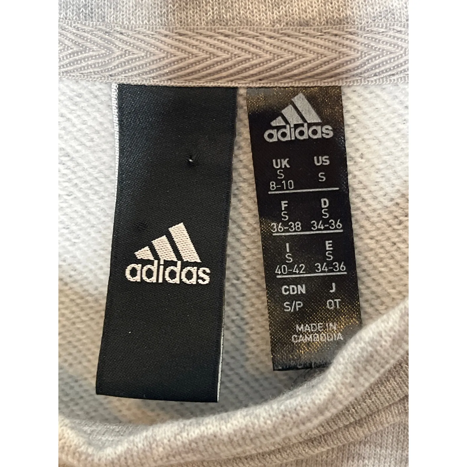 Adidas Small Gray‎ with Pink Linear Essential Crew Neck Sweatshirt - Image 5