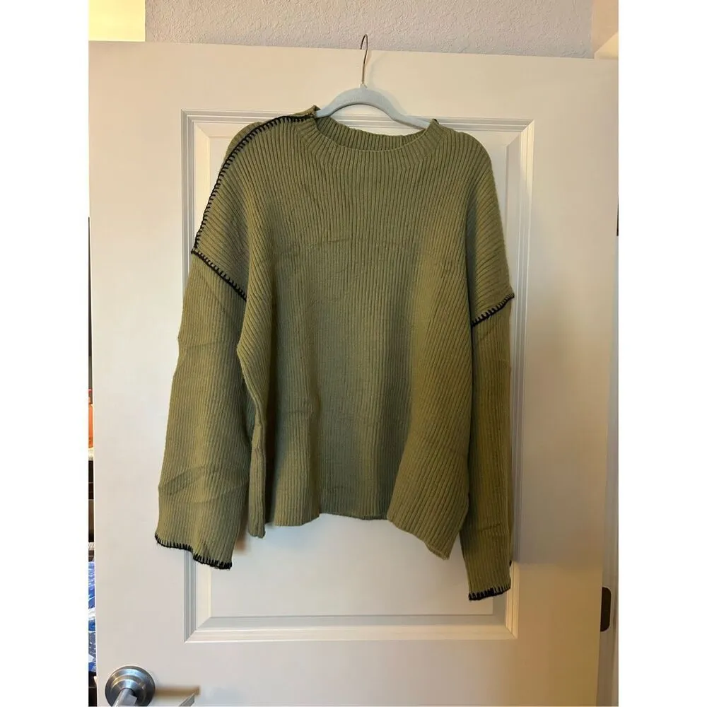 NEW Green oversized Long Sleeve Crewneck Pullover Sweater XL - Image 4