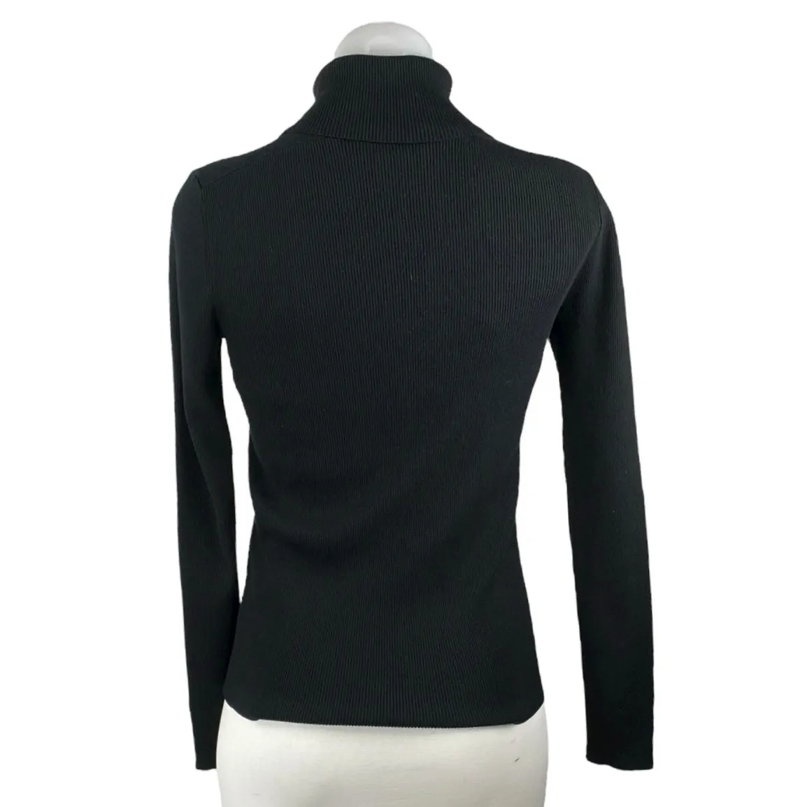 Tory Burch Women's Black Ribbed Knit Turtleneck Long Sleeve Sweater Top Size S/P - Image 3
