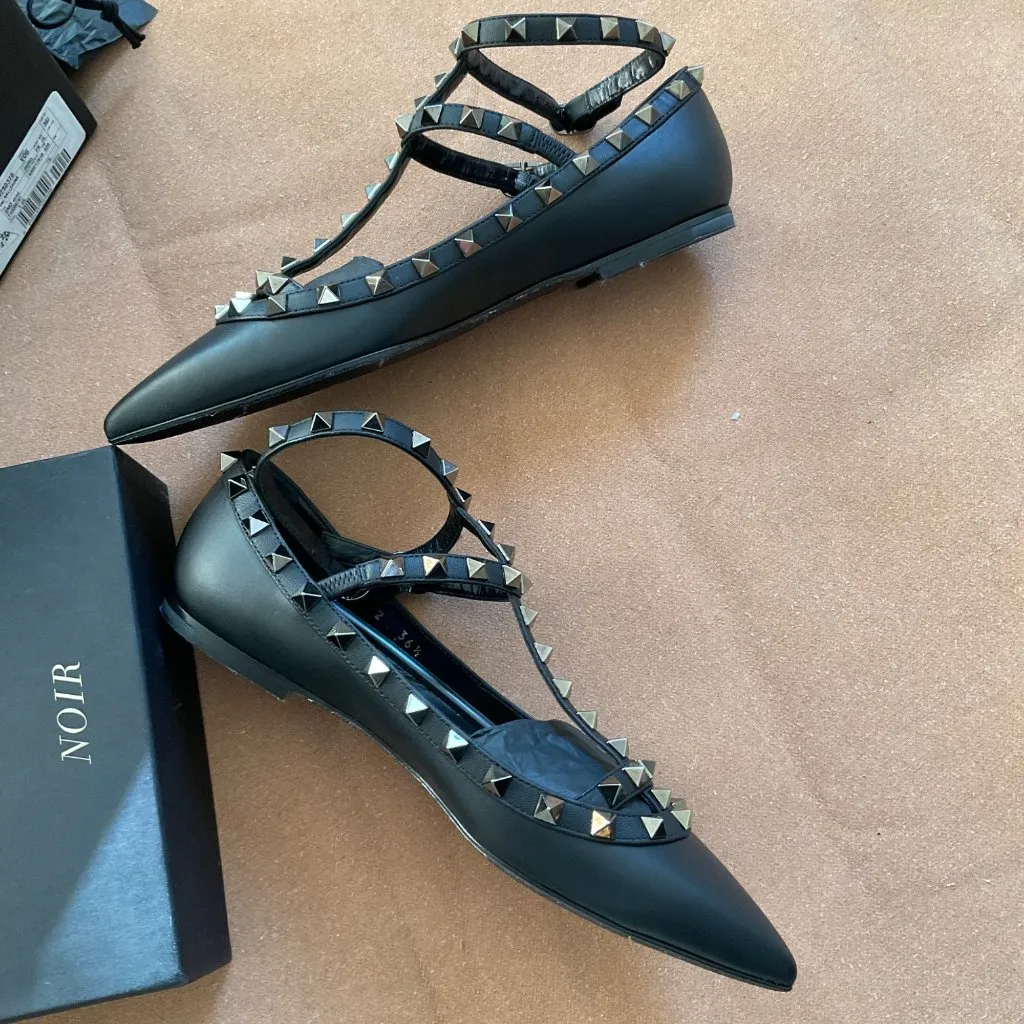 NWT VALENTINO GARAVANI ballerina black rockstud flats EU36.5 US6.5 - Image 6