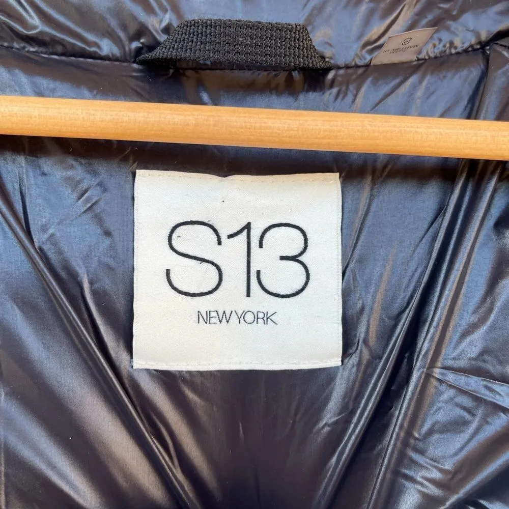 S13 NYC Kylie Down Puffer Gloss jacket small Black - Image 10