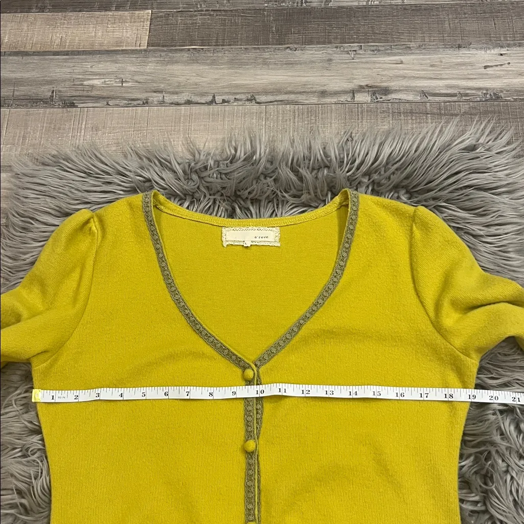 A’Reve soft brushed cardigan with tiered lace trim L Green Size L - Image 5