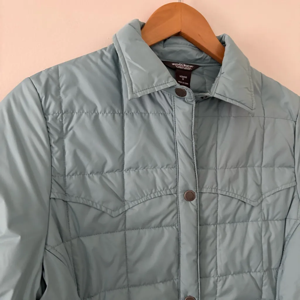 Woolrich  Women's Jacket Quilted Collared Snap Front Bluegrass Green Size M - Image 2