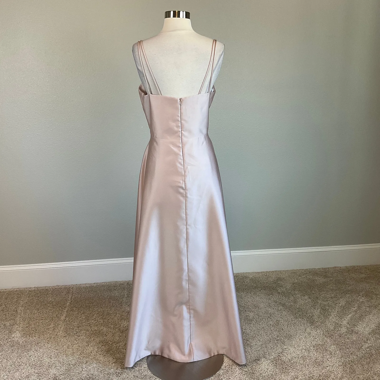 XSCAPE Satin Sleeveless Scoop Neck High Low Ball Gown Pink Size 14 Formal Dress - Image 4