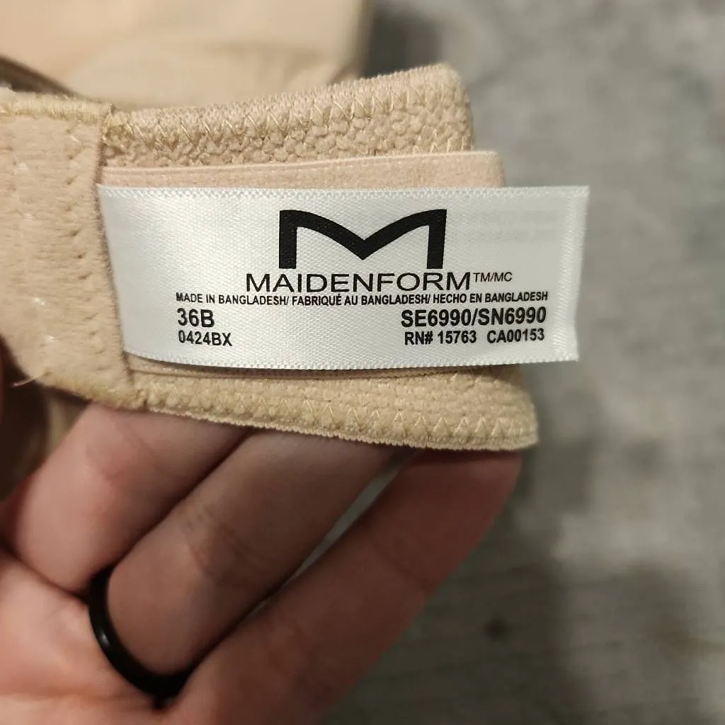 Maidenform SE6990 Ultimate Stay Put Strapless Underwire Bra Size 36B Beige - Image 3