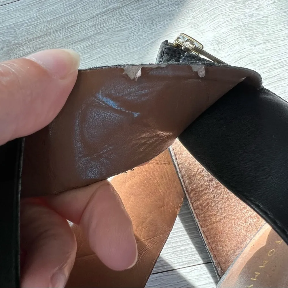 Tommy Hilfiger Black leather strap block heels with back zipper size 7.5 - Image 6