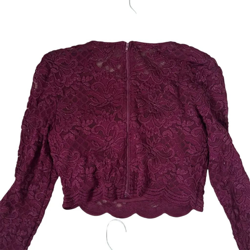 City Vibe Lace Purple Floral Formal Crop Top Mini Skirt Prom Set Size 7 - Image 6