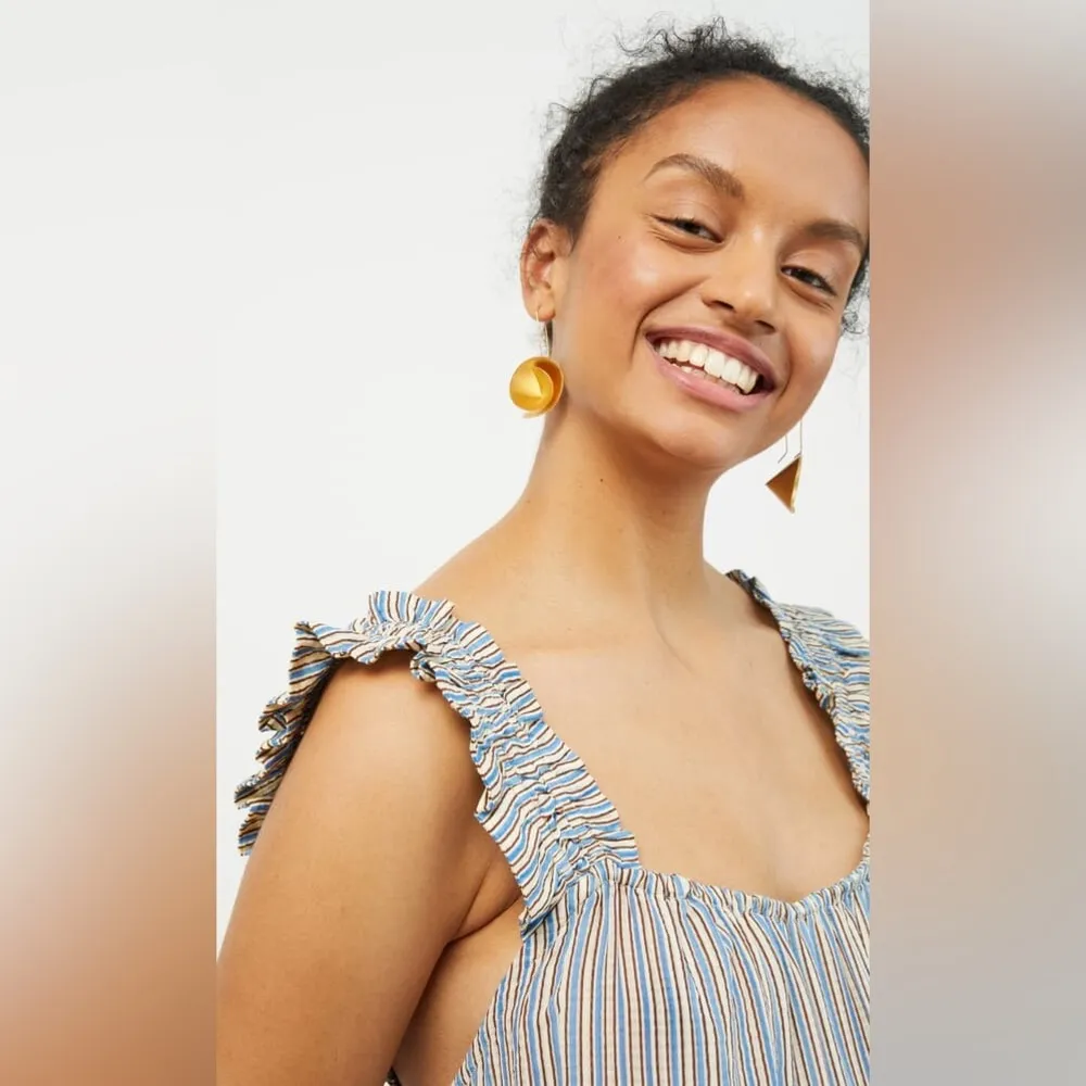 Beck‎ Snodergaard NWT Small Alohi Adeline Sheer Striped Dress Ruffle Sundress Blue - Image 13