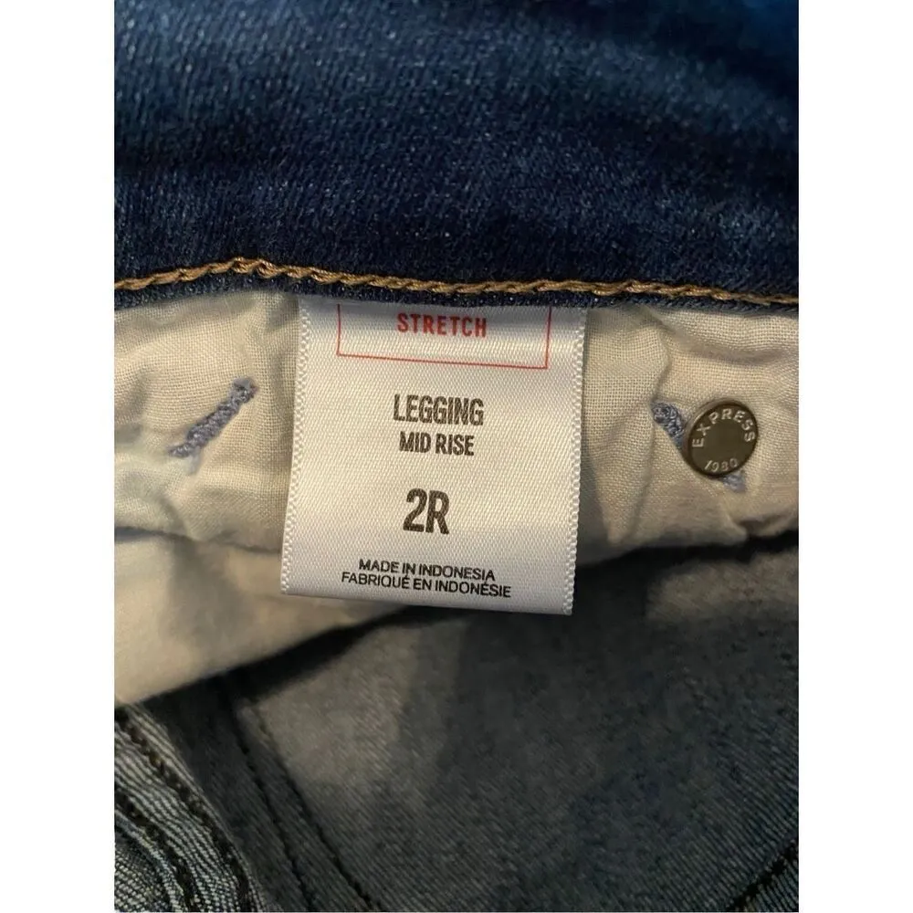 Express Legging Mid Rise Stretch Jeans 2R Straight Leg Everyday Casual Denim Sch - Image 6