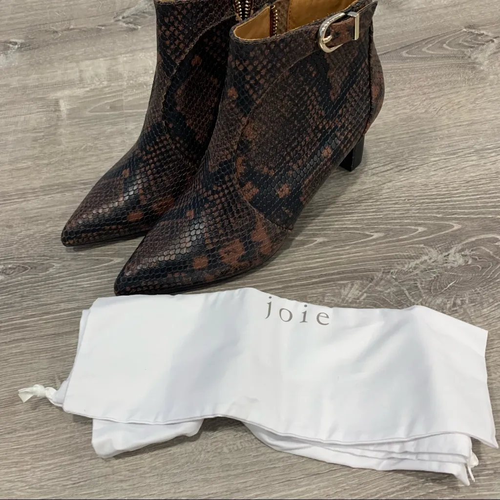 Joie Rawly Snakeskin-Embossed Leather Ankle Boots - Image 6