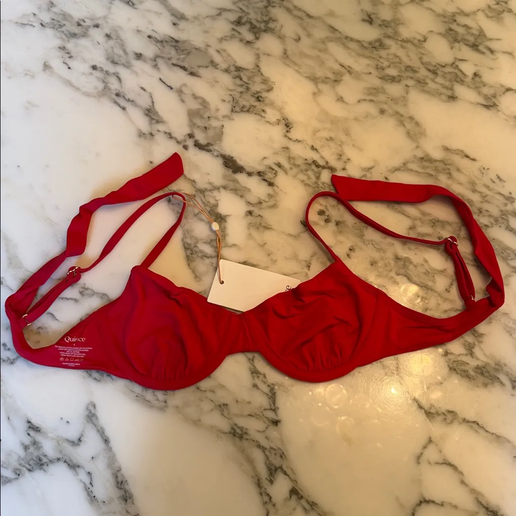 NWOT Quince Women's Italian Demi Bikini Top Red Size Small - Image 8