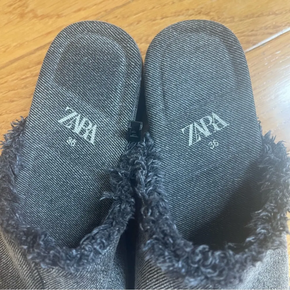 ZARA Denim Black Clogs with studs Jean Mules Slides Shoes Sz 36 EU, US 6 - Image 10