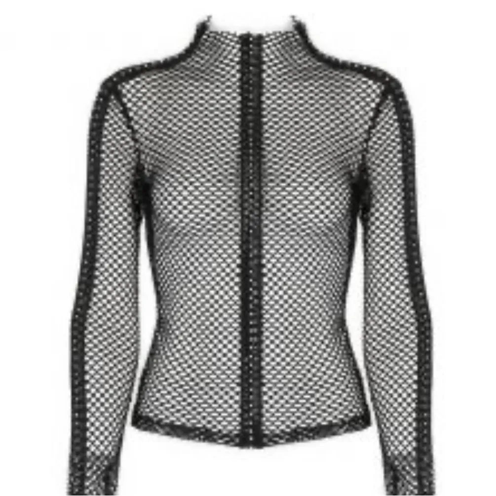 Black Mesh Fishnet Zip-up Top - Image 7