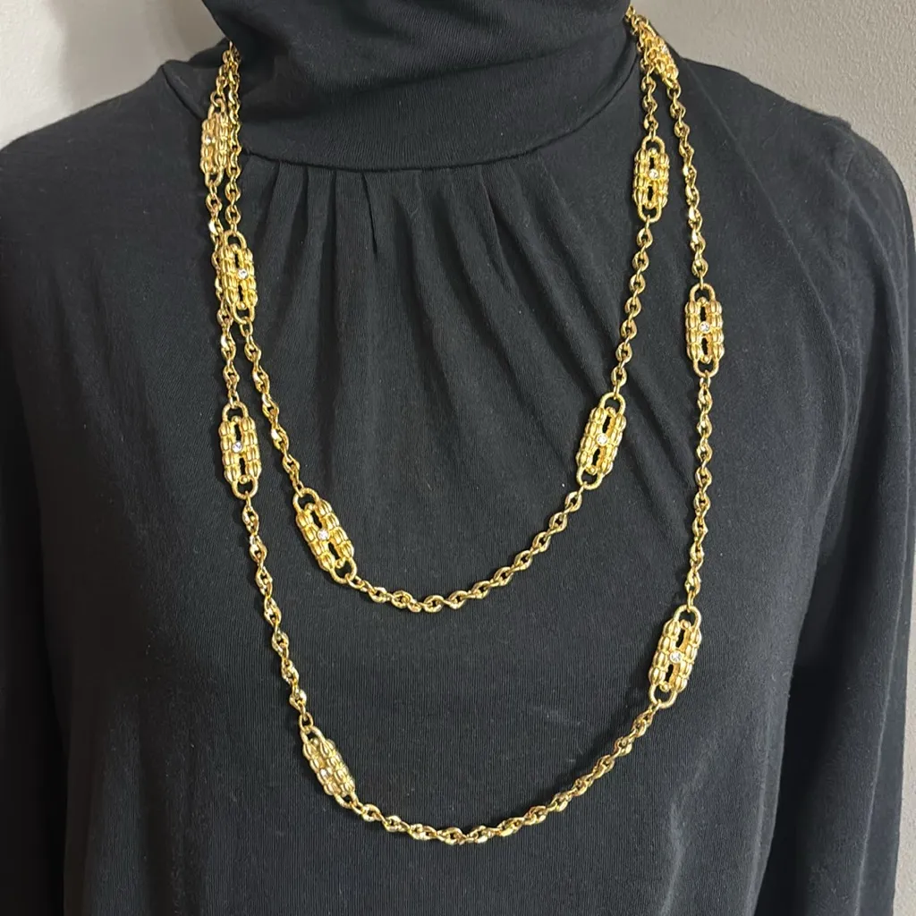 Jackie Kennedy, Gold Plated, Paperclip Necklace Stamped JBK - Image 4