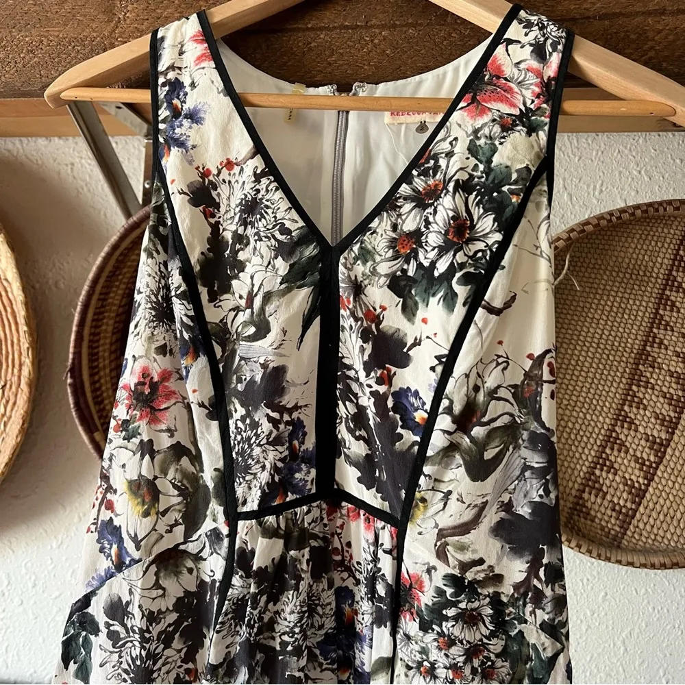 ☀️ REBECCA TAYLOR Floral Silk Dress Mini A-Line 2 - Image 2