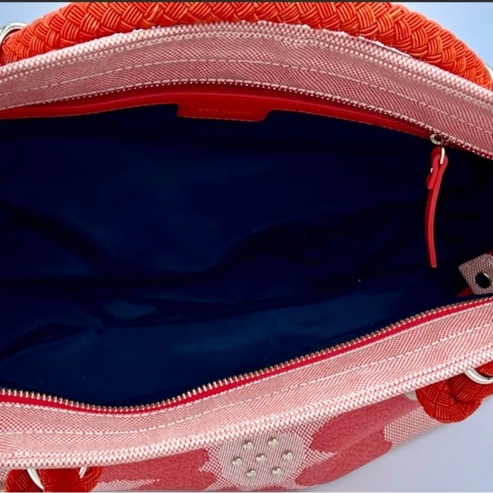 *Vintage Very Rare* Floral Kate Spade Canvas Handbag with Rope Straps in Red. - Image 8