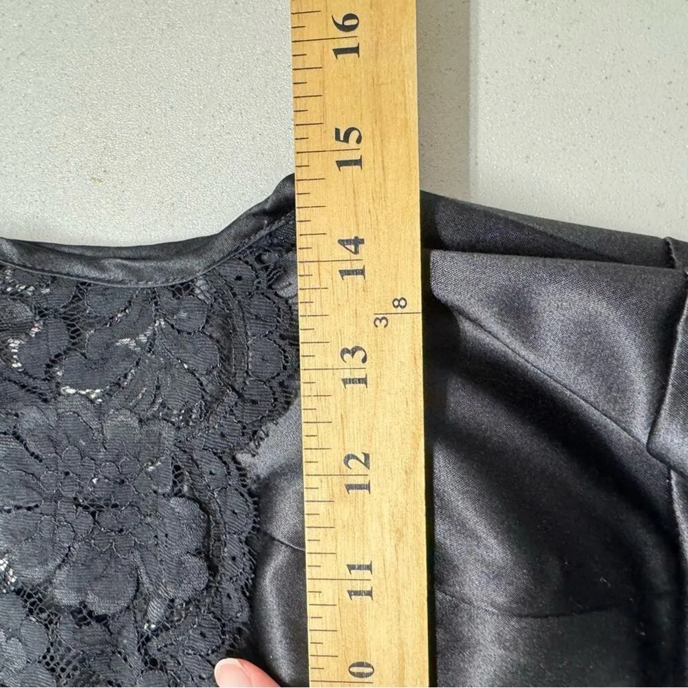 Xscape Black Lace & Satin Ruched Formal Mini Dress Womens 4 Cocktail Party - Image 10