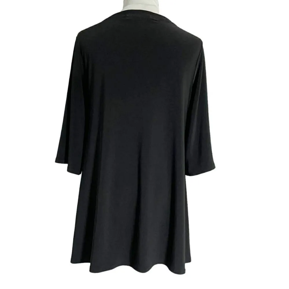 Sympli Size 4 Top Blouse Slinky Black Keyhole - Image 3