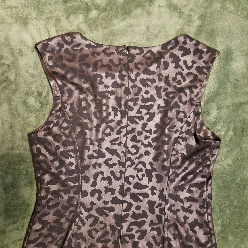 Alberto Makali Bronze Black Wiggle Dress M Gangster Witchy Animal Print - Image 6