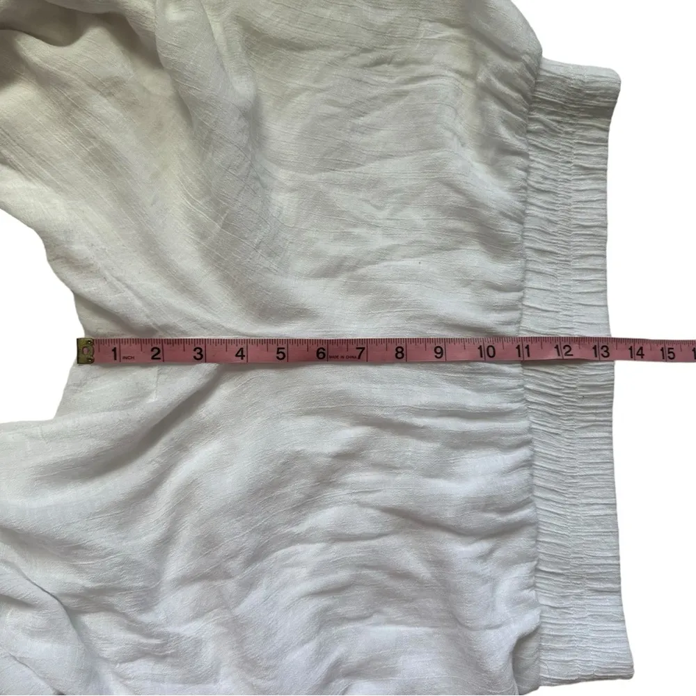 New Directions White Wide Leg Palazzo Elastic Waist Boho Pants Size Medium - Image 5