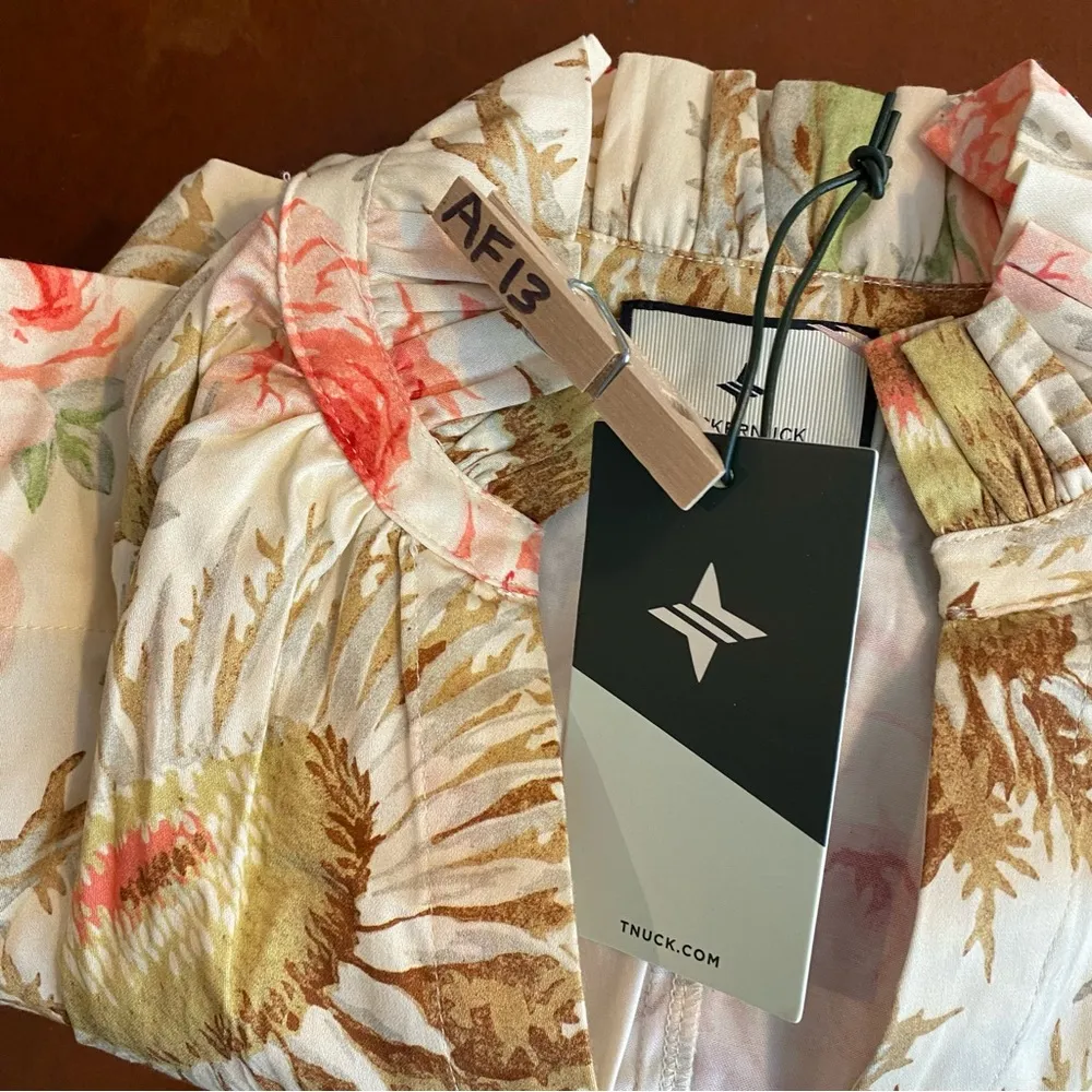 Tuckernuck Sun Faded Floral Crawford Mini Dress Size Small NWT NEW cotton vacay White - Image 8