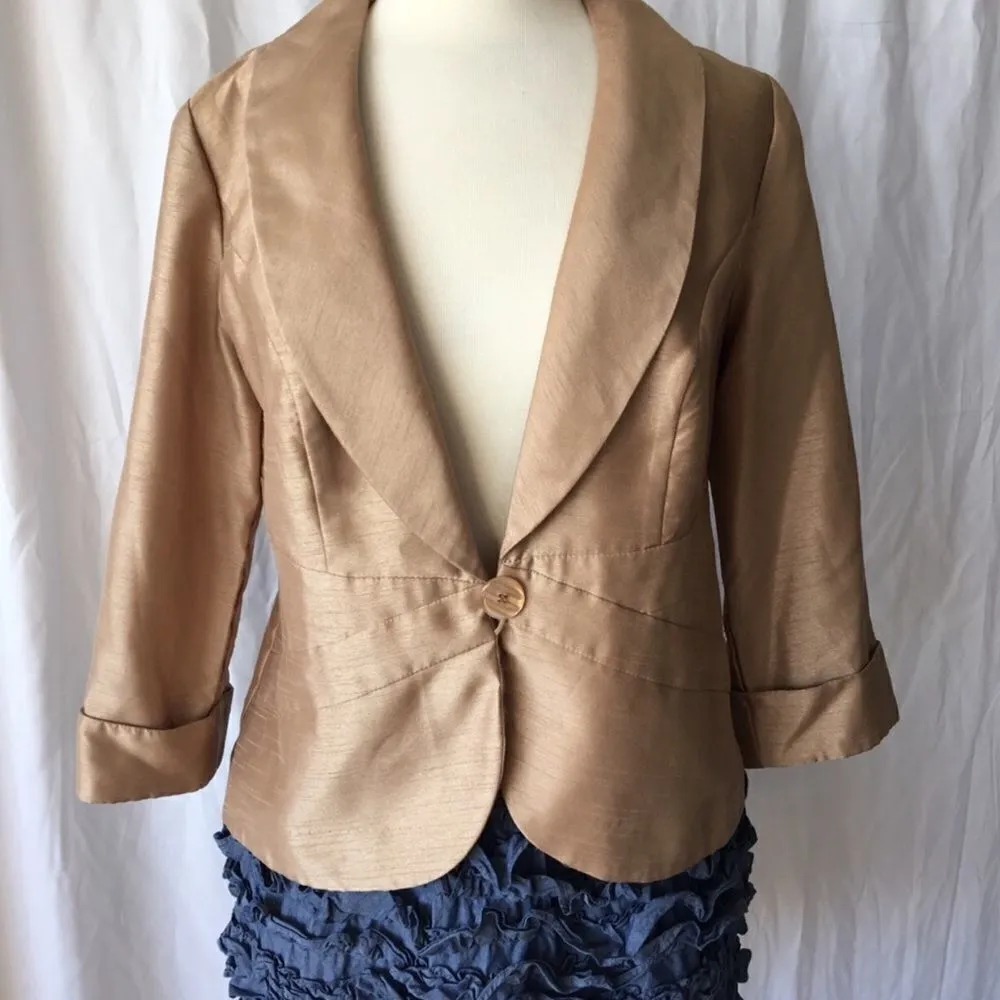 Dana Kay Gold Single Button Blazer Size 10 Gold - Image 2