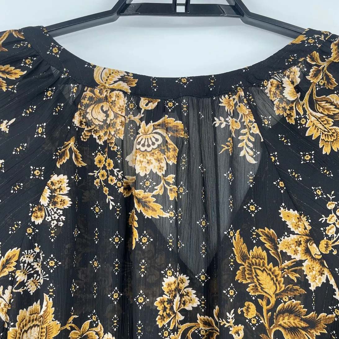 Torrid Sheer Boho Floral Top Sz 4X Black Peasant Chiffon Dark Fairy Flowy Witchy - Image 8