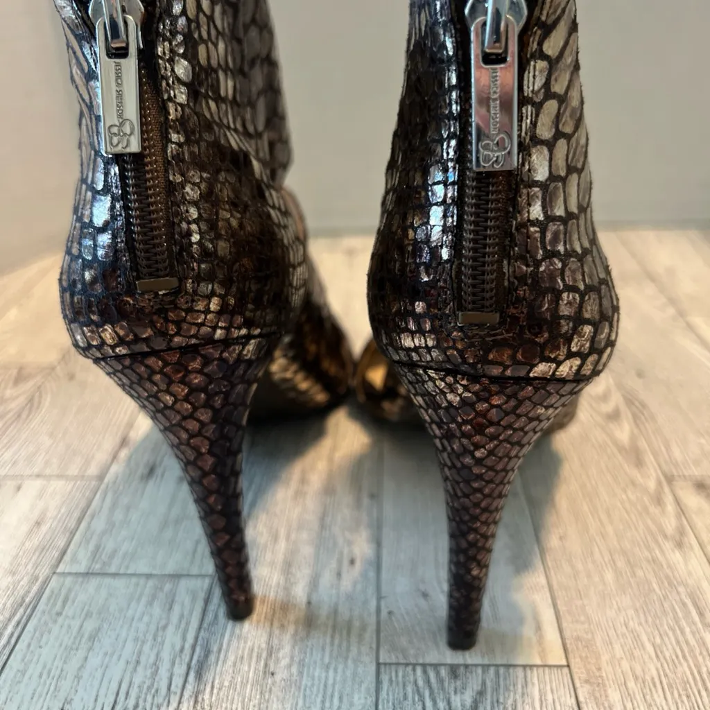 Jessica Simpson  Elsbeth Silver/Bronze Open Toe Heels US 8 M Metallic - Image 4
