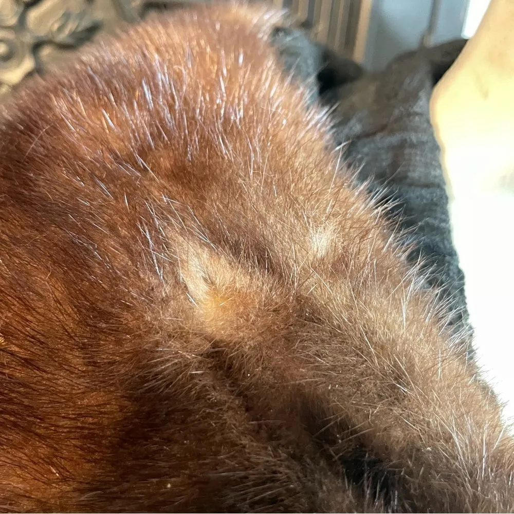 VINTAGE 40s 50s MCM Morris B‎ Sachs Wool Mink Collar Swing Coat XS S Brown - Image 6